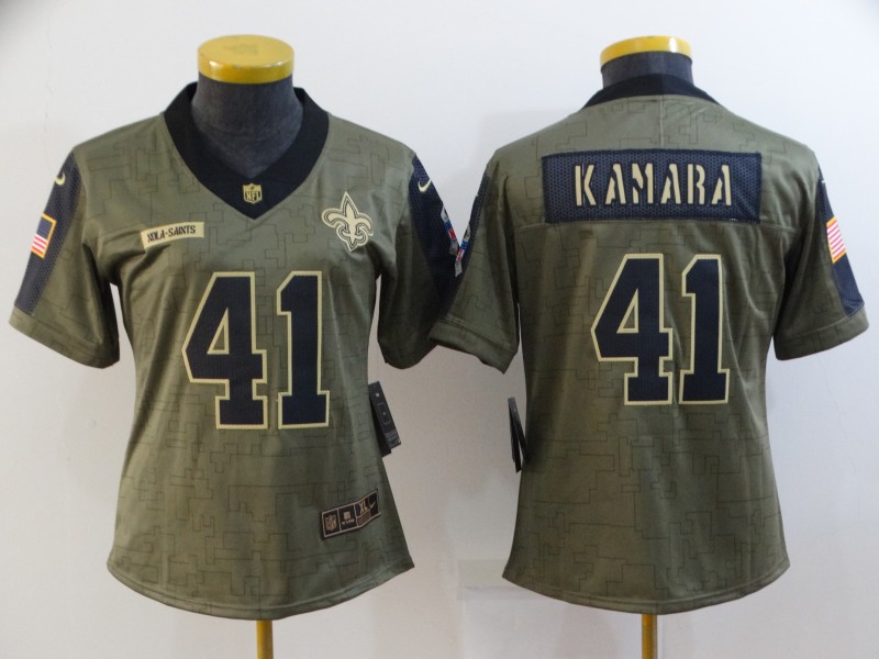 2021 Women New Orleans Saints #41 Kamara Nike Olive Salute To Service Limited NFL jersey->nfl hats->Sports Caps